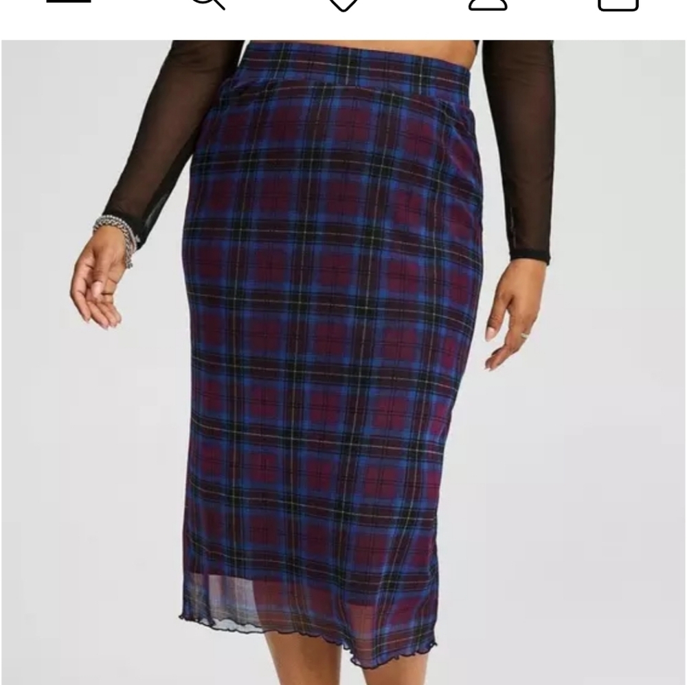 Torrid Tea Length Mesh Pencil Skirt In Plaid